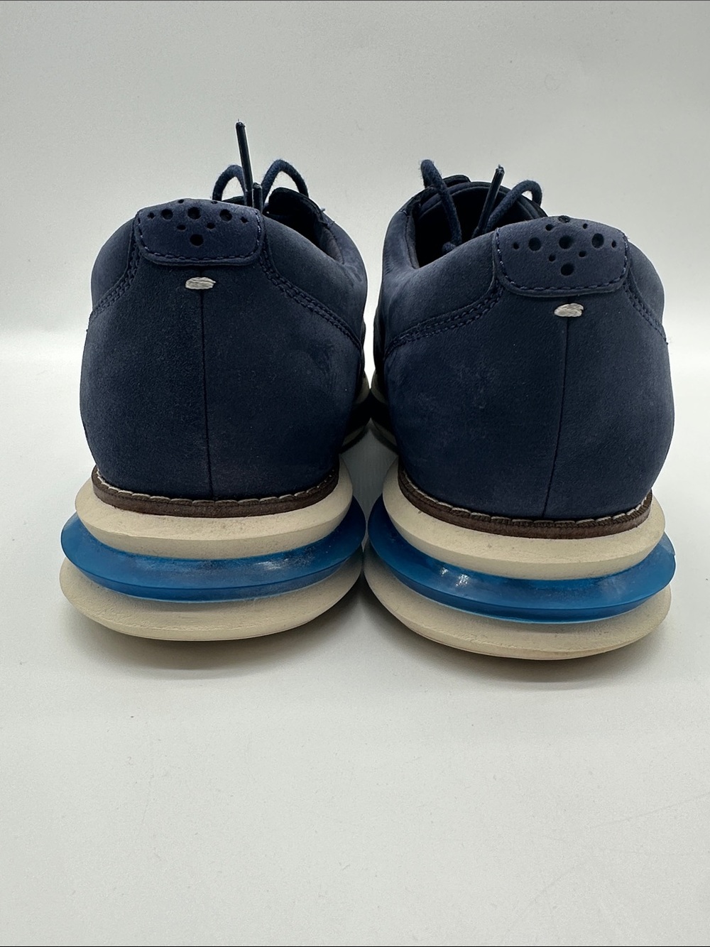 Cole Haan Original Grand Navy Nubuck Wingtip Oxfords with Blue Sole Accents - Picture 3 of 9
